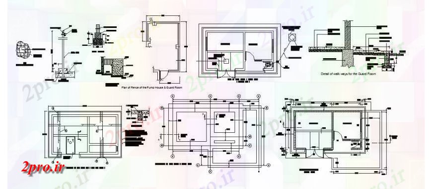 دانلود نقشه طراحی جزئیات ساختار پمپ خانه و اتاق نگهبانی معماری دقیق پروژه (کد121491)