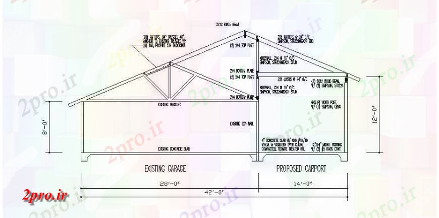 دانلود نقشه طراحی جزئیات ساختار گاراژ محلی بخش سازنده جزئیات طراحی   (کد121520)