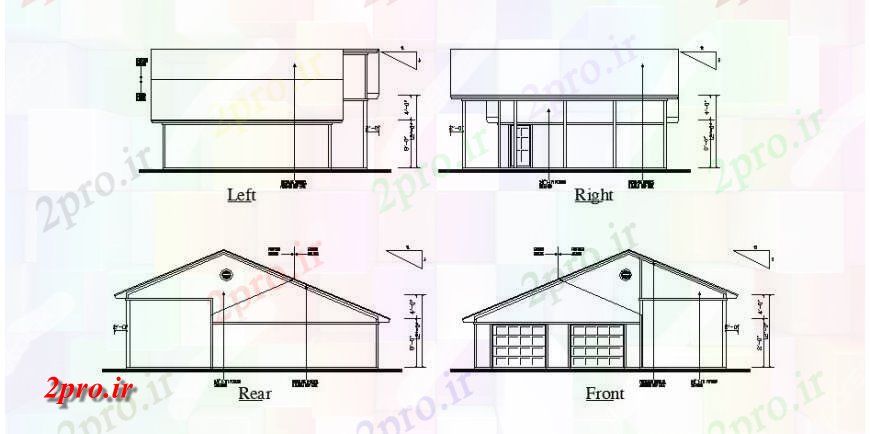 دانلود نقشه مسکونی  ، ویلایی ، آپارتمان  جلو، عقب، چپ و ر به طرف عروق کرونر خانه طراحی جزئیات  (کد121521)