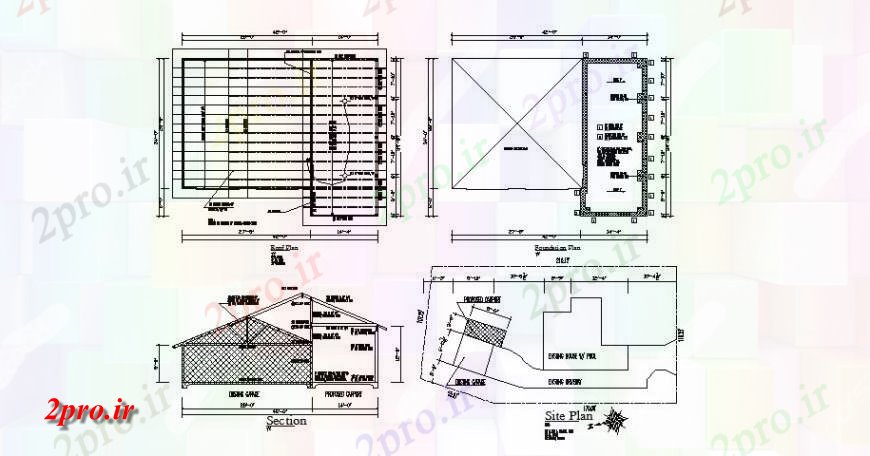 دانلود نقشه مسکونی  ، ویلایی ، آپارتمان  پایه و اساس خانه، طرحی سقف، طرحی سایت و بخش سازنده جزئیات (کد121522)