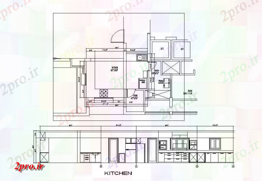 دانلود نقشه آشپزخانه بزرگ بخش آشپزخانه، طرح، داخلی و چیدمان مبلمان  (کد121535)
