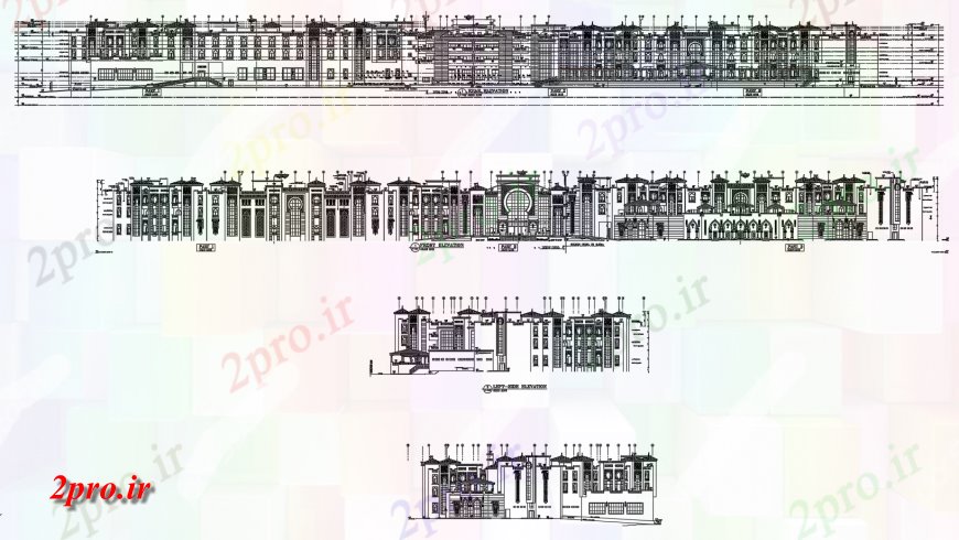 دانلود نقشه معماری معروف نما ساختمان معماری  دو بعدی   (کد121553)
