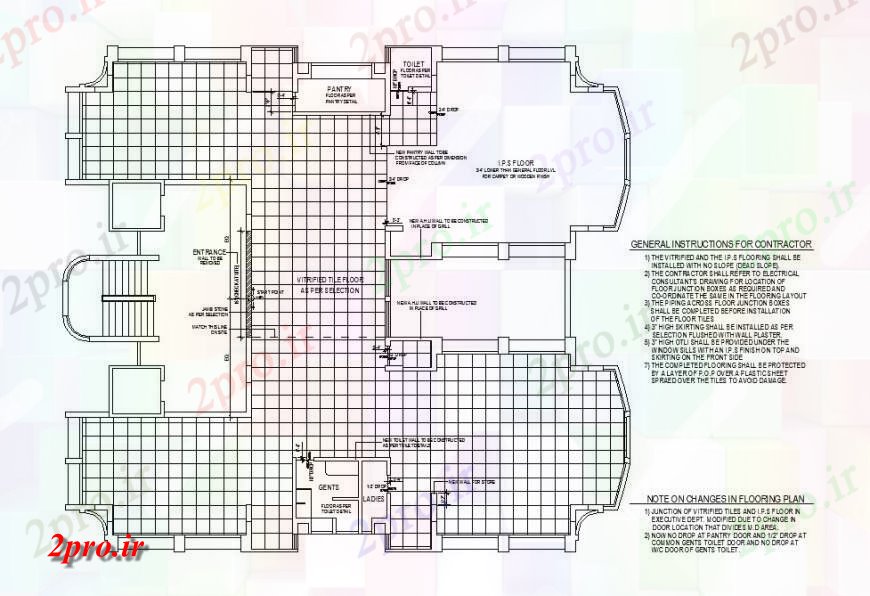 دانلود نقشه ساختمان اداری - تجاری - صنعتی طرحی طبقه ساختمان اداری و طرحی فریم 85 در 93 متر (کد121558)