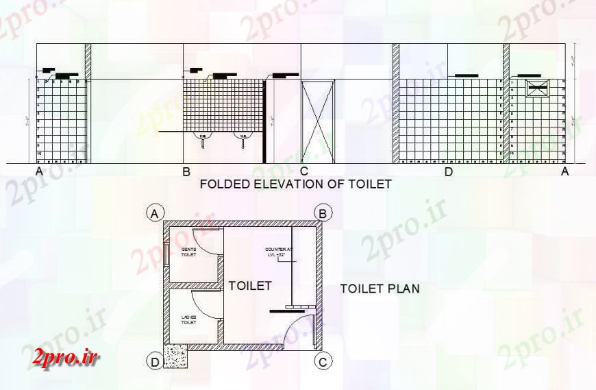 دانلود نقشه حمام مستر نما خورده از توالت، طرحی و نصب و راه اندازی لوله کشی (کد121564)