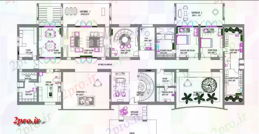 دانلود نقشه مسکونی ، ویلایی ، آپارتمان خانه زمین طرحی طبقه جزئیات طرحی برای تک خانواده 4 در 6 متر (کد121570)