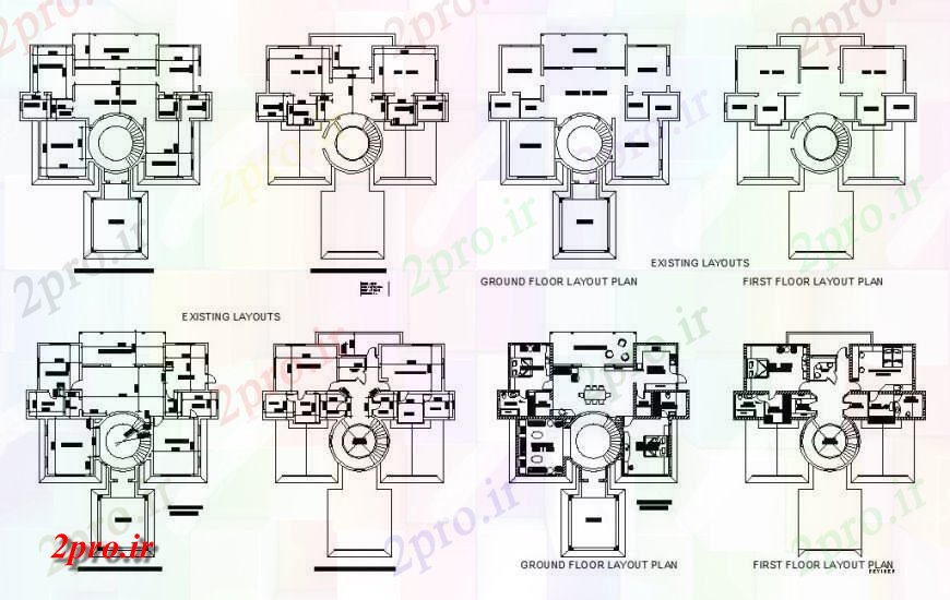 دانلود نقشه مسکونی ، ویلایی ، آپارتمان موجود طرحی و طبقه همکف و اول طرحی طبقه جزئیات طرحی یک خانواده خانه 13 در 16 متر (کد121582)