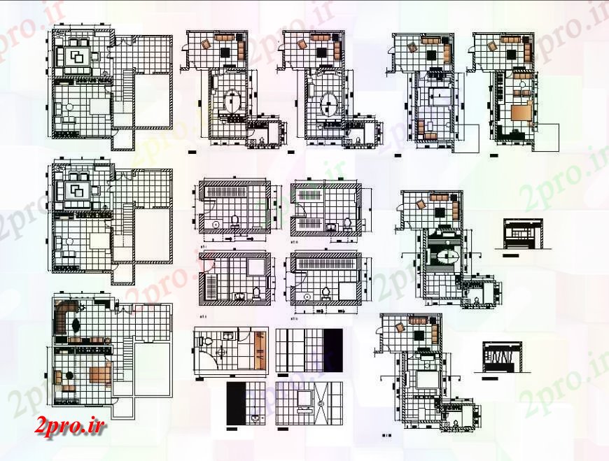دانلود نقشه مسکونی ، ویلایی ، آپارتمان طرحی خانواده خانه طرحی طبقه تک و بهداشتی طراحی جزئیات 10 در 11 متر (کد121588)