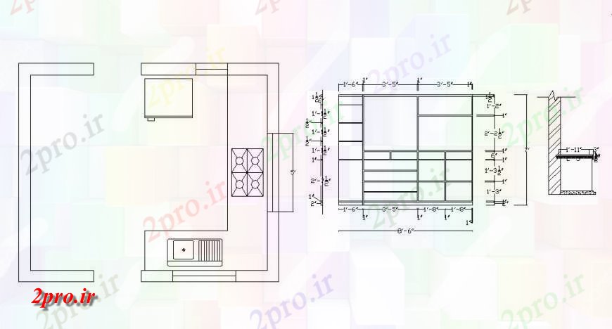 دانلود نقشه طراحی مبلمان آشپزخانه آشپزخانه طرحی و آشپزخانه  (کد121595)