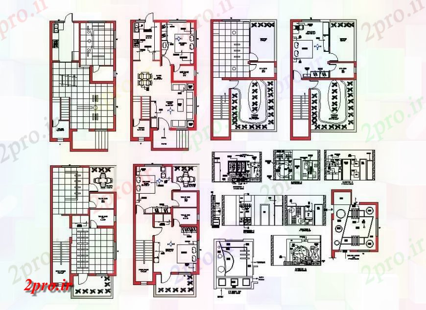 دانلود نقشه مسکونی ، ویلایی ، آپارتمان یک خانواده طراحی طبقه خانه و طرحی مبلمان 6 در 12 متر (کد121604)