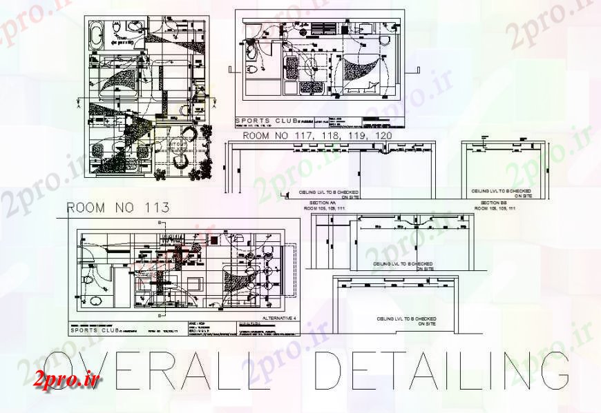 دانلود نقشه طراحی داخلی طرحی برق برنامه ریزی و طرحی جزئیات و یا اتاق راحت ورزشی باشگاه  (کد121617)