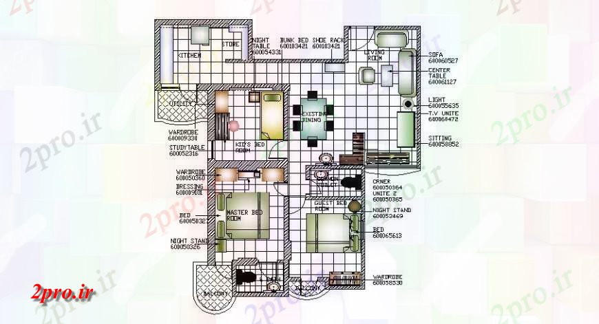 دانلود نقشه مسکونی ، ویلایی ، آپارتمان طراحی خانه یک خانواده با مبلمان طراحی جزئیات 11 در 11 متر (کد121625)