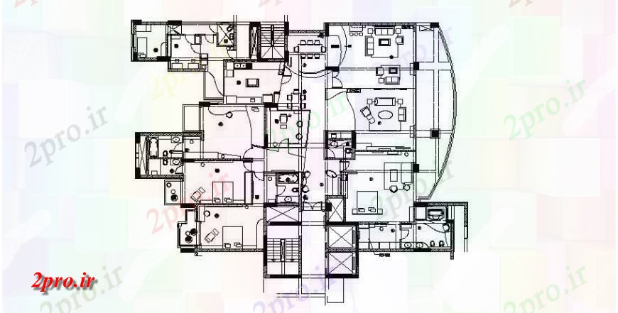 دانلود نقشه مسکونی ، ویلایی ، آپارتمان یکی تجملات خانواده ویلایی طراحی با مبلمان طرحی 91 در 109 متر (کد121644)