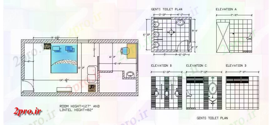 دانلود نقشه حمام مستر طرحی اتاق خواب با مبلمان و کودک سخت توالت نما و طرحی های (کد121645)