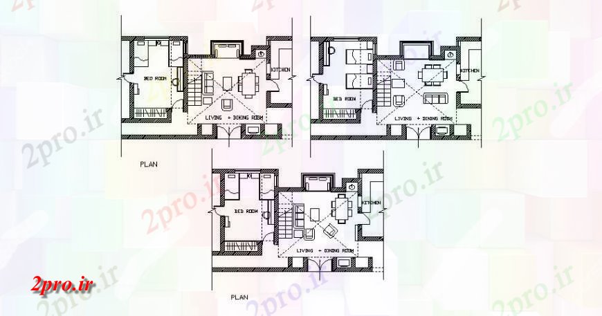 دانلود نقشه مسکونی ، ویلایی ، آپارتمان خانه خانواده بخش برنامه تنها با مبلمان 7 در 12 متر (کد121651)