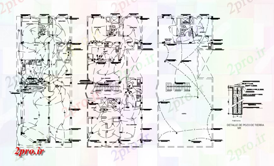 دانلود نقشه طراحی داخلی طرحی نصب و راه اندازی برق در یک خانه مسکونی دو بعدی 8 در 20 متر (کد121673)