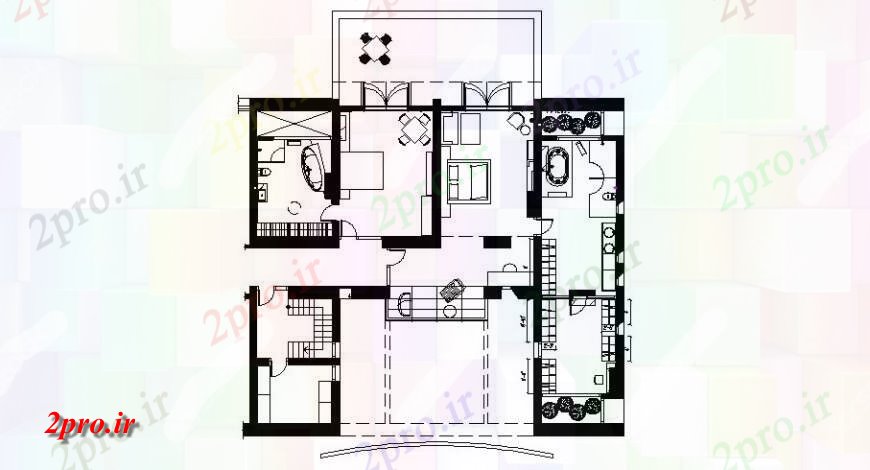 دانلود نقشه مسکونی ، ویلایی ، آپارتمان طراحی خانه خانواده تنها با مبلمان 16 در 18 متر (کد121700)