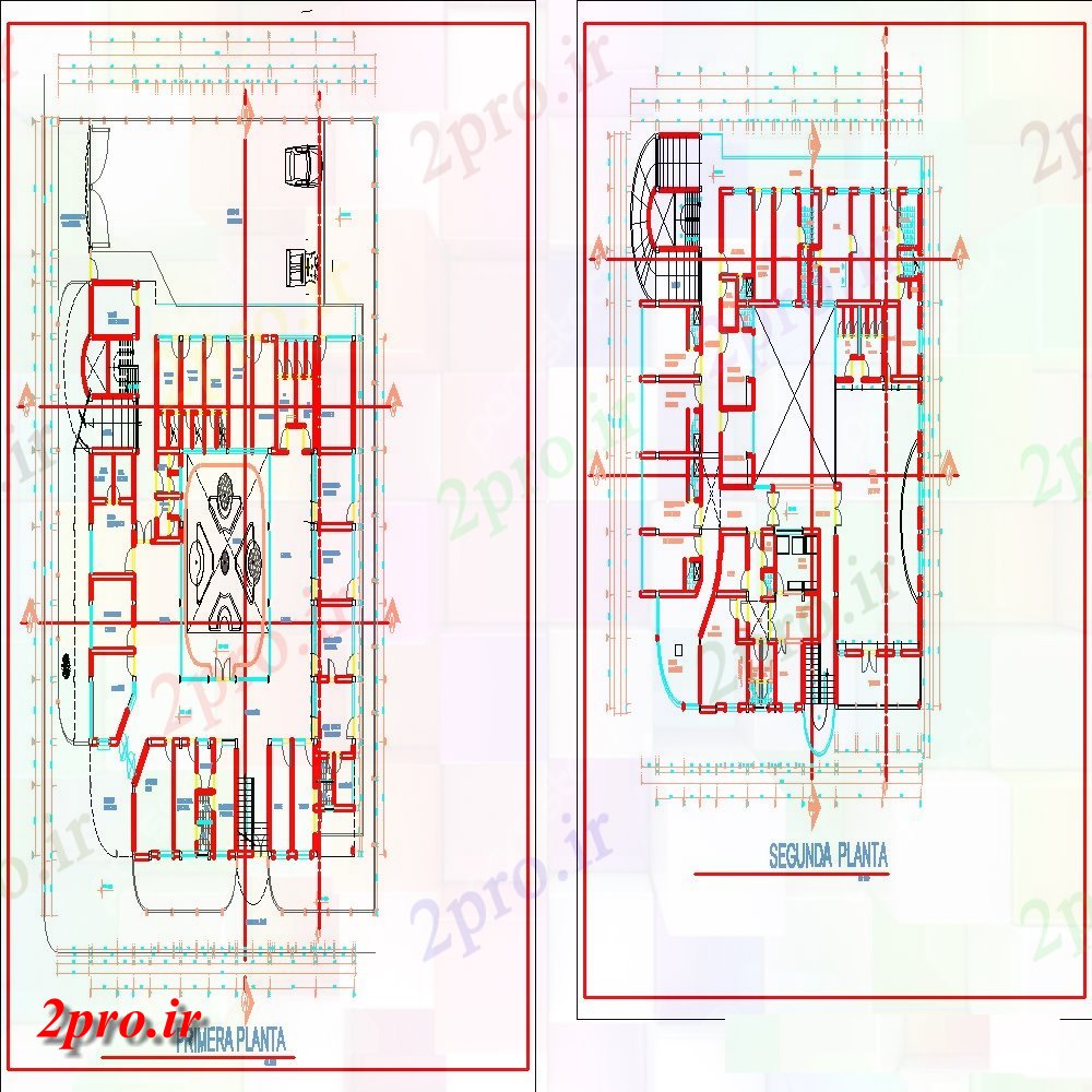 دانلود نقشه ساختمان اداری - تجاری - صنعتی طرحی ساختمان تجاری دو بعدی 26 در 38 متر (کد121708)