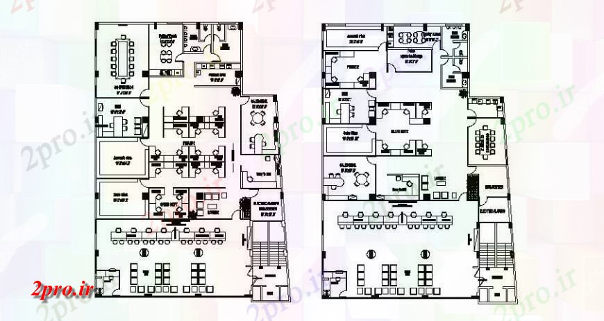 دانلود نقشه ساختمان اداری - تجاری - صنعتی ساختمان اداری همکف و طبقه اول طرحی 25 در 35 متر (کد121743)