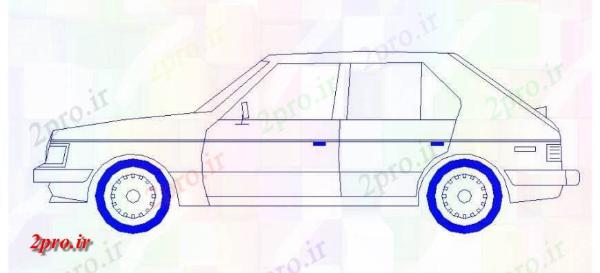 دانلود نقشه بلوک وسایل نقلیه خانواده کوچک سمت ماشین  نما طراحی جزئیات (کد121750)