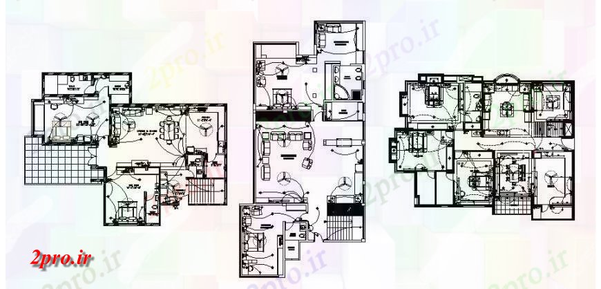 دانلود نقشه مسکونی  ، ویلایی ، آپارتمان  جزئیات طرحی خانه خانواده تنها با طرحی های الکتریکی طرحی های  (کد121752)