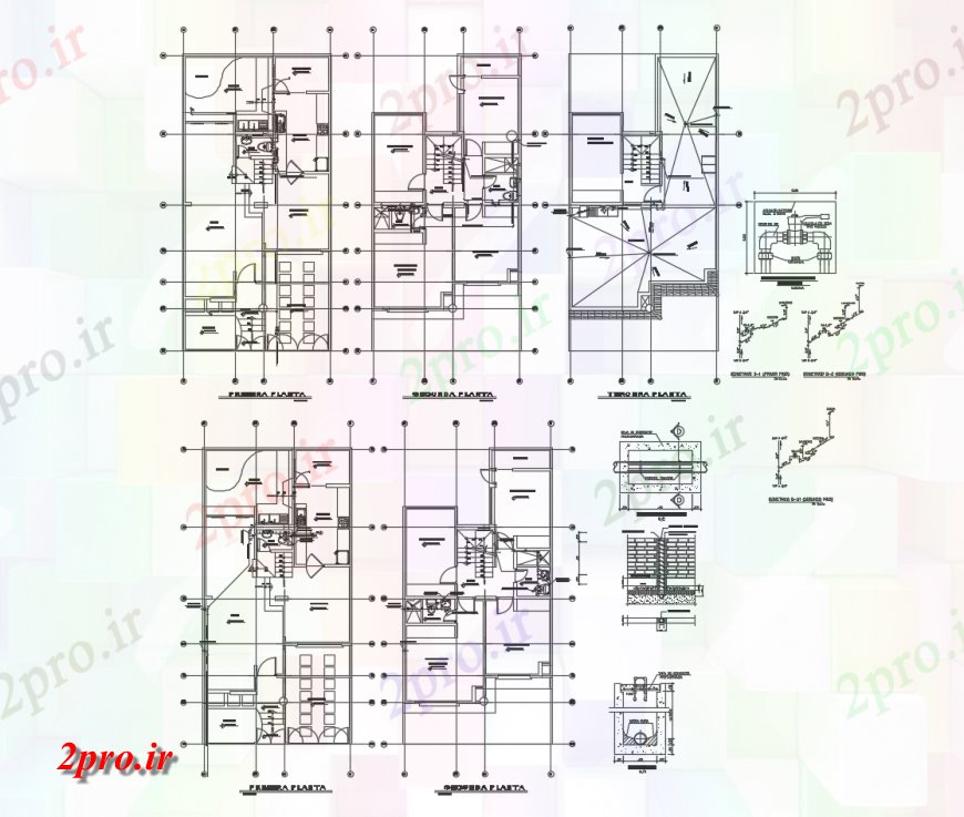 دانلود نقشه مسکونی ، ویلایی ، آپارتمان آپارتمان ساختمان جزئیات کار طرحی دو بعدی رسم 7 در 13 متر (کد121764)