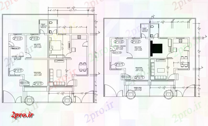 دانلود نقشه مسکونی  ، ویلایی ، آپارتمان    طرحی خانه نیمه مبله  (کد121772)
