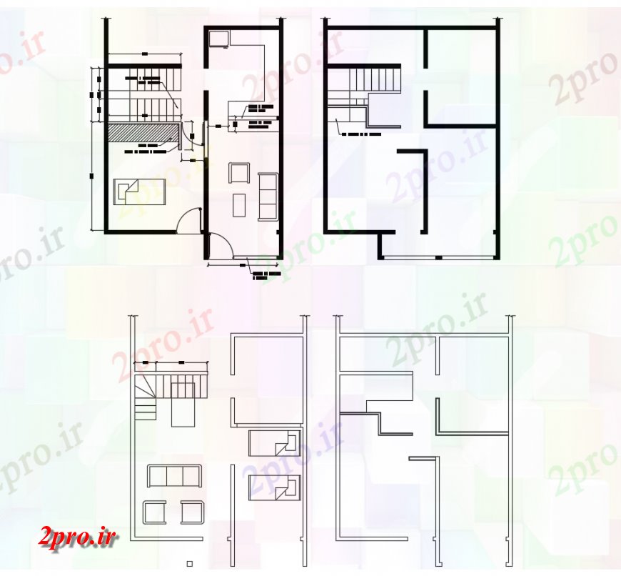 دانلود نقشه مسکونی ، ویلایی ، آپارتمان واحد مسکونی جزئیات طرحی کار طراحی 7 در 9 متر (کد121777)