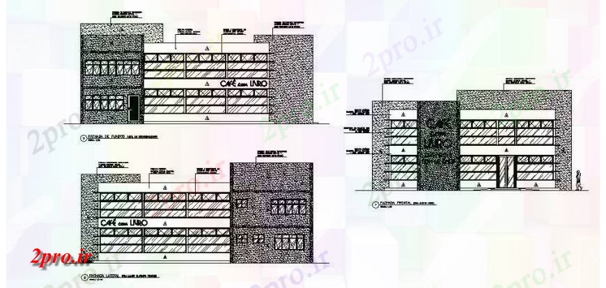 دانلود نقشه ساختمان اداری - تجاری - صنعتی چند طبقه اجرایی ساخت تمام نما طرفه طراحی جزئیات 14 در 19 متر (کد121780)