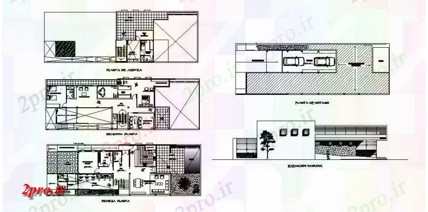 دانلود نقشه مسکونی ، ویلایی ، آپارتمان خانه برای نوازنده اصلی نما و طرحی طبقه 9 در 21 متر (کد121783)