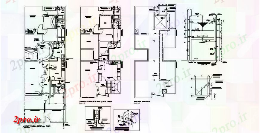 دانلود نقشه مسکونی ، ویلایی ، آپارتمان یک خانواده جزئیات طرحی طبقه خانه با نصب و راه اندازی بهداشتی جزئیات طراحی 8 در 17 متر (کد121810)