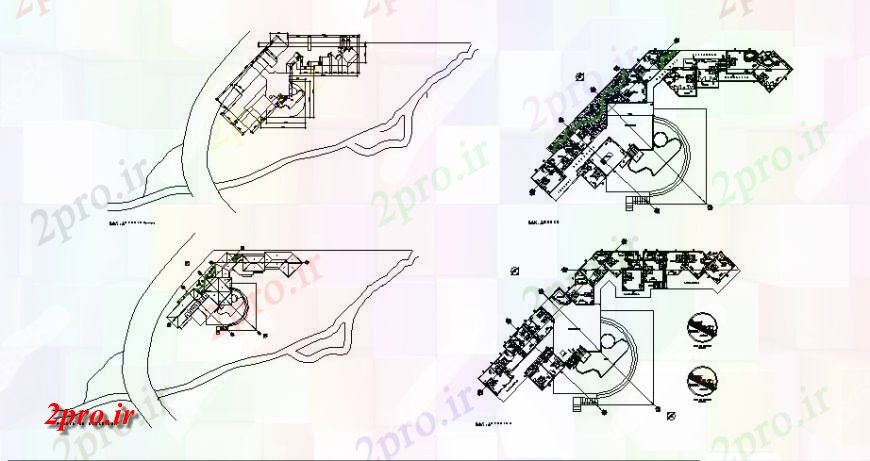 دانلود نقشه هتل - رستوران - اقامتگاه هتل ساخت طرحی طبقه و محوطه سازی ساختار جزئیات 30 در 66 متر (کد121853)