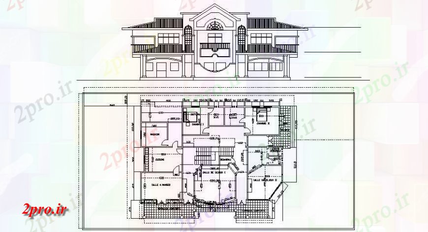 دانلود نقشه مسکونی ، ویلایی ، آپارتمان دو طبقه ویلا مسکونی اصلی نما و طرحی های جزئیات طراحی 14 در 21 متر (کد121872)