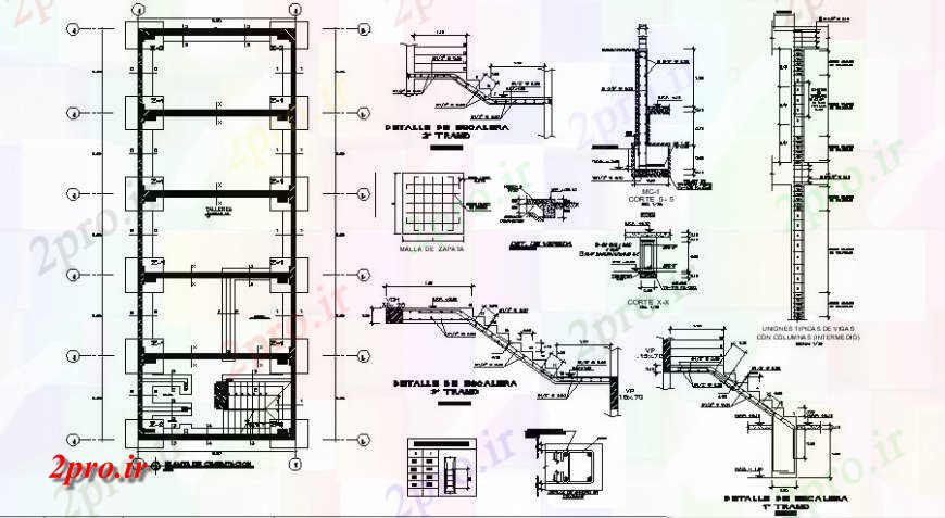 دانلود نقشه جزئیات پله و راه پله بخش راه پله، طرحی پایه و اساس و ساختار سازنده طراحی جزئیات 6 در 14 متر (کد121891)
