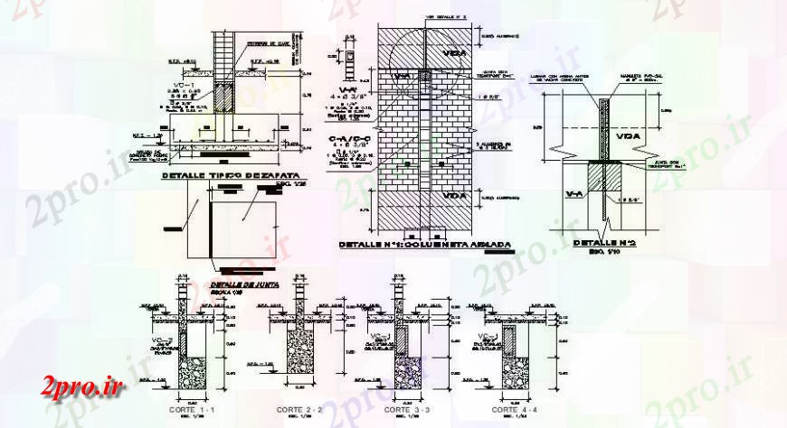 دانلود نقشه جزئیات ستون بخش ستون و ساختار سازنده جزئیات طراحی 6 در 14 متر (کد121892)