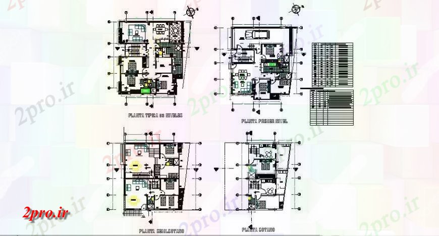 دانلود نقشه مسکونی  ، ویلایی ، آپارتمان  همه طبقه طرحی جزئیات طرحی از چند آشنا ساختمان مسکونی (کد121910)
