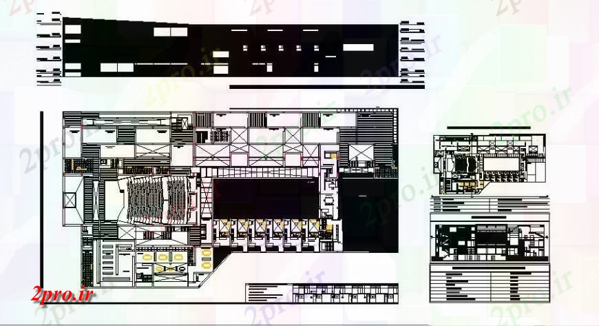 دانلود نقشه ساختمان دولتی ، سازمانی اصلی نما، بخش، طرحی توزیع و خودکار جزئیات موزه 14 در 27 متر (کد121916)