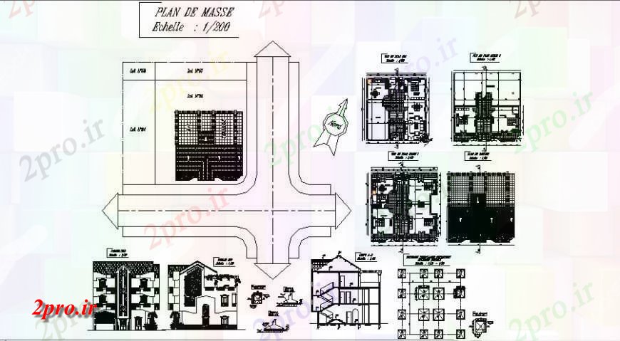 دانلود نقشه مسکونی ، ویلایی ، آپارتمان ویلا ساخت نما، طرحی پایه و اساس، طرحی طبقه و خودکار 11 در 11 متر (کد121920)