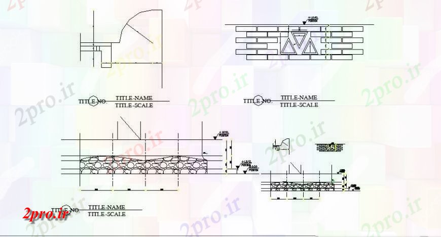 دانلود نقشه جزئیات ساخت و ساز آجر دیوار  ساخت و ساز طراحی جزئیات (کد121937)