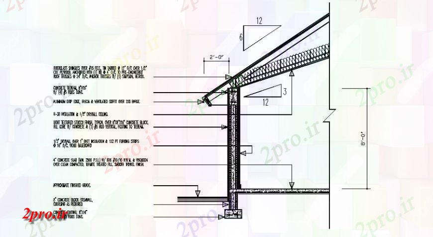 دانلود نقشه جزئیات ساخت و ساز بخش سقف و ساخت و ساز جزئیات دیوار طراحی  (کد121945)