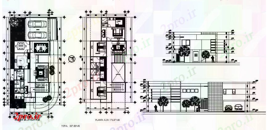 دانلود نقشه مسکونی ، ویلایی ، آپارتمان نما خانه، بخش و اول و دوم طرحی طبقه 10 در 23 متر (کد121948)
