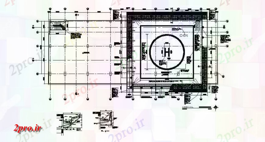دانلود نقشه فرودگاه فرود هلیکوپتر منطقه پایه جزئیات طراحی  (کد121958)