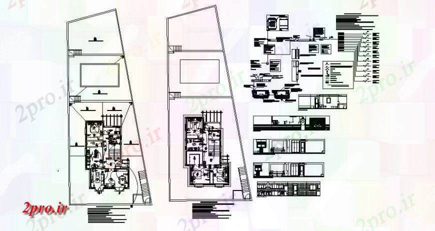 دانلود نقشه مسکونی ، ویلایی ، آپارتمان زمین خانه و طراحی برق طبقه اول و خودکار جزئیات 8 در 13 متر (کد121959)