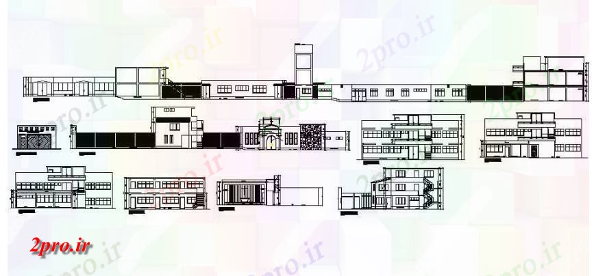 دانلود نقشه هتل - رستوران - اقامتگاه هتل چند طبقه ساخت تمام نما طرفه و بخش 20 در 121 متر (کد121966)