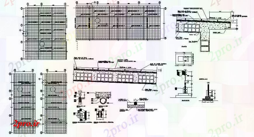 دانلود نقشه جزئیات ساخت و ساز طرحی سقف و سنگ تراشی بتن جزئیات اتوکد (کد121971)