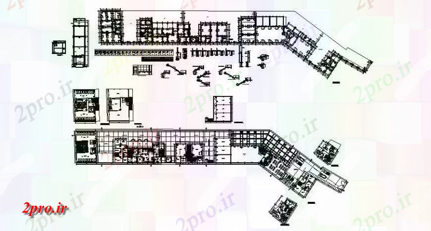 دانلود نقشه هتل - رستوران - اقامتگاه بنیاد طرحی و توزیع جزئیات طرحی از چند طبقه بیمارستان 3 در 25 متر (کد121973)