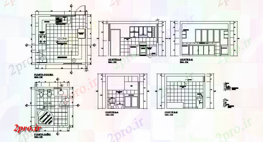 دانلود نقشه جزئیات طراحی ساخت آشپزخانه حمام بهداشتی آشپزخانه و جزئیات طراحی فرمت N اتوکد (کد121992)