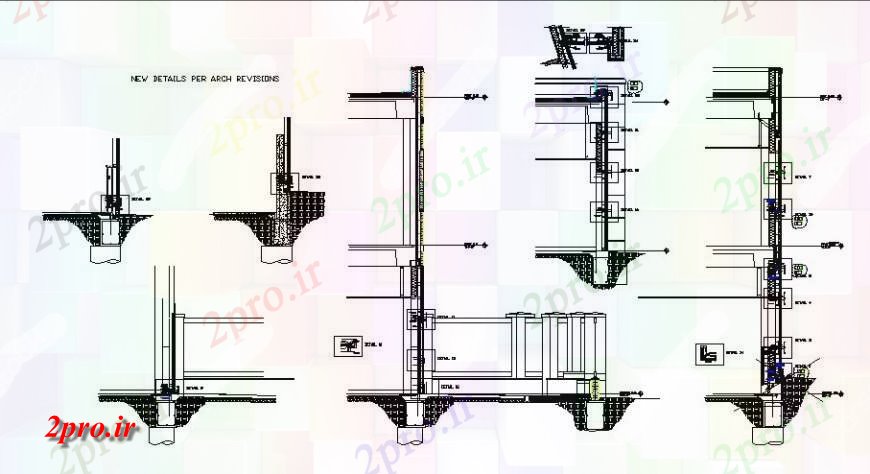دانلود نقشه طراحی اتوکد پایه ساخت و ساز شالوده، قوس و بخش سازنده جزئیات (کد121997)