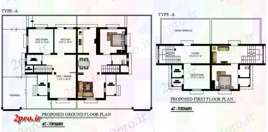 دانلود نقشه مسکونی ، ویلایی ، آپارتمان جزئیات زمین پیشنهاد و طرحی طبقه اول از یک خانواده خانه 9 در 12 متر (کد122006)