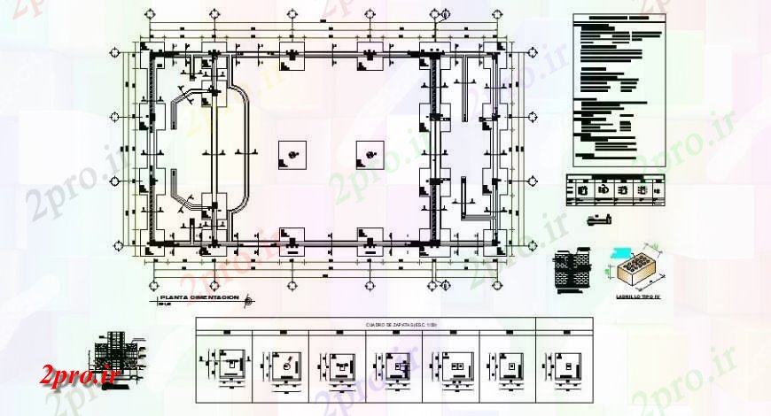 دانلود نقشه طراحی جزئیات ساختار طرحی بنیاد با پرتو و ستون برنامه از فروشگاه  (کد122029)