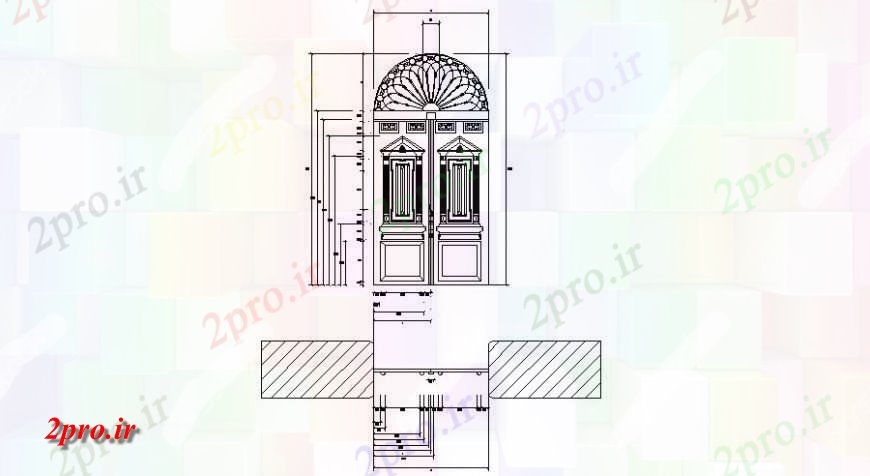 دانلود نقشه جزئیات طراحی در و پنجره  درب کلیسای  نما اصلی طراحی جزئیات (کد122070)